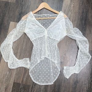 Mesh polka dot top